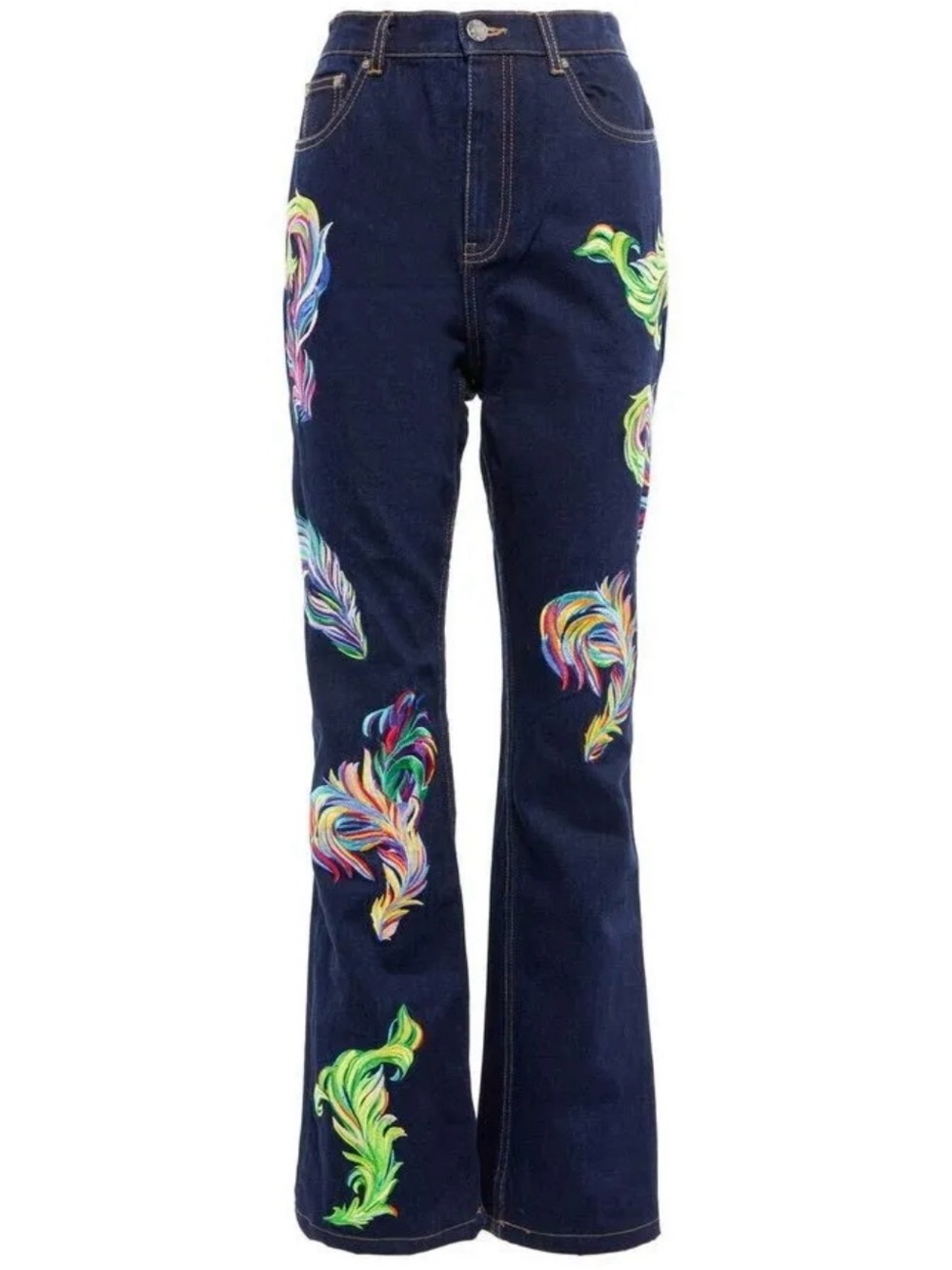 AREA Embroidered Straight Jeans